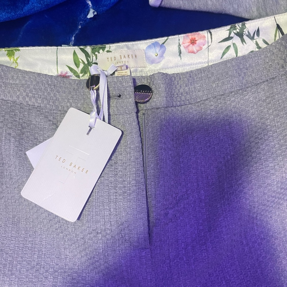 Ted Baker Women's Light Grey Tweed Trousers